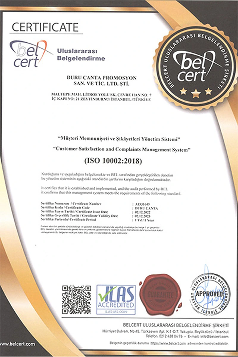 ISO 10002:2018 · Müşteri memnuniyeti ve şikayet yönetimi